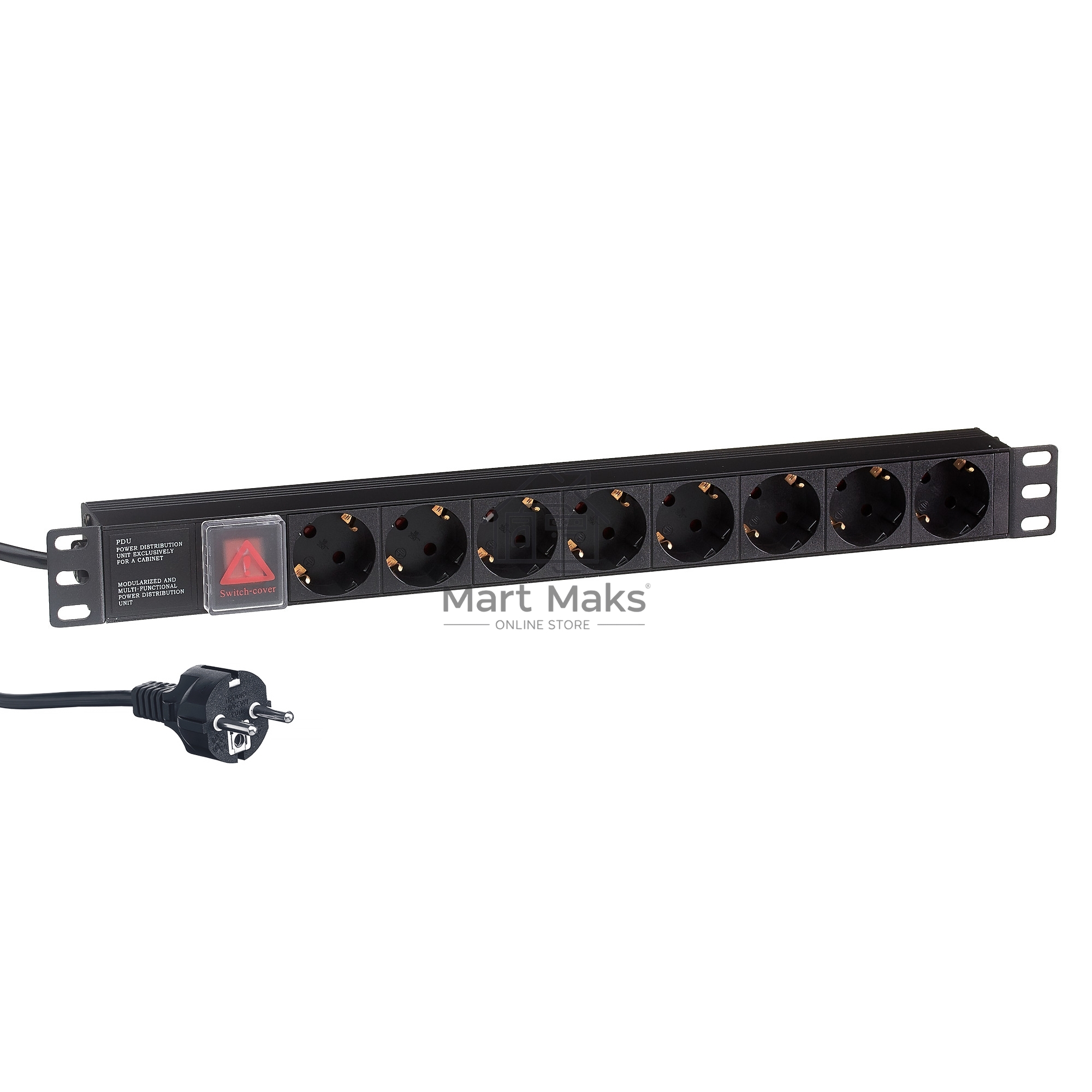 Блок розеток горизонтальный ExeGate ServerPro PDU-19H805 Al-8S-EU3-SW, 19