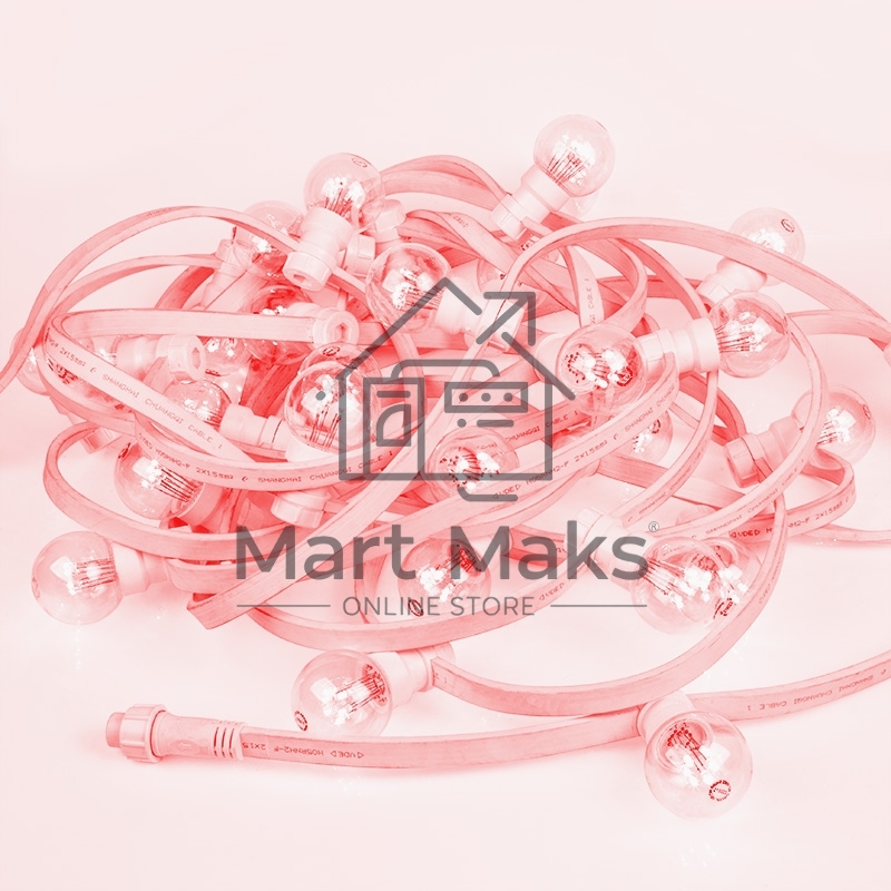 Гирлянда LED Galaxy Bulb String 10м, белый КАУЧУК, 25 ламп*6 LED КРАСНЫЕ, влагостойкая IP65