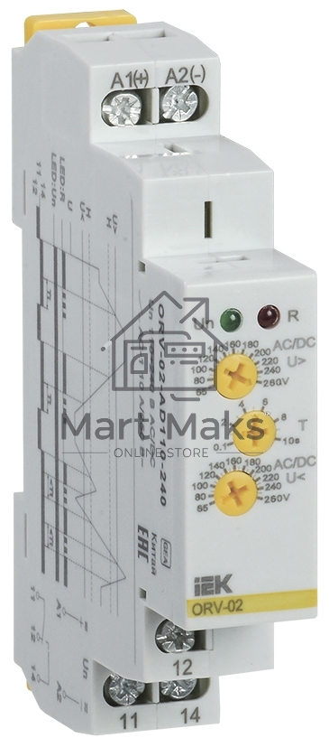 Реле повышения напряжения ORV 1ф 110-240В AC/DC ИЭК ORV-02-AD110-240