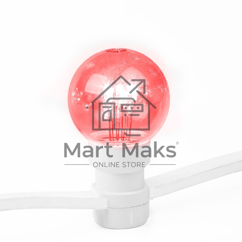Гирлянда LED Galaxy Bulb String 10м, белый КАУЧУК, 25 ламп*6 LED КРАСНЫЕ, влагостойкая IP65