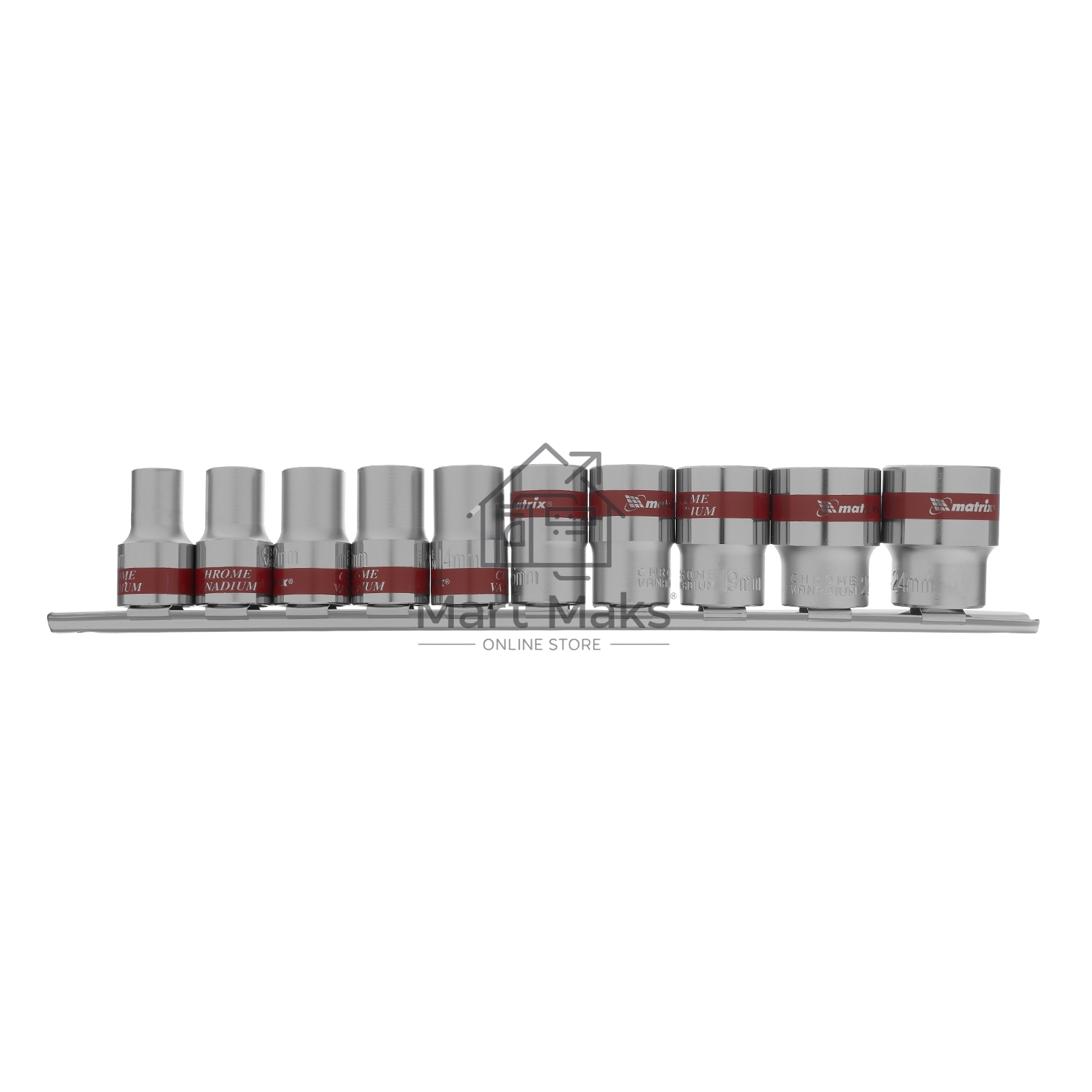 Набор головок MATRIX 13596набор торцевых головок 1/2'' 12-ти гр. crv 10шт. 10-24мм