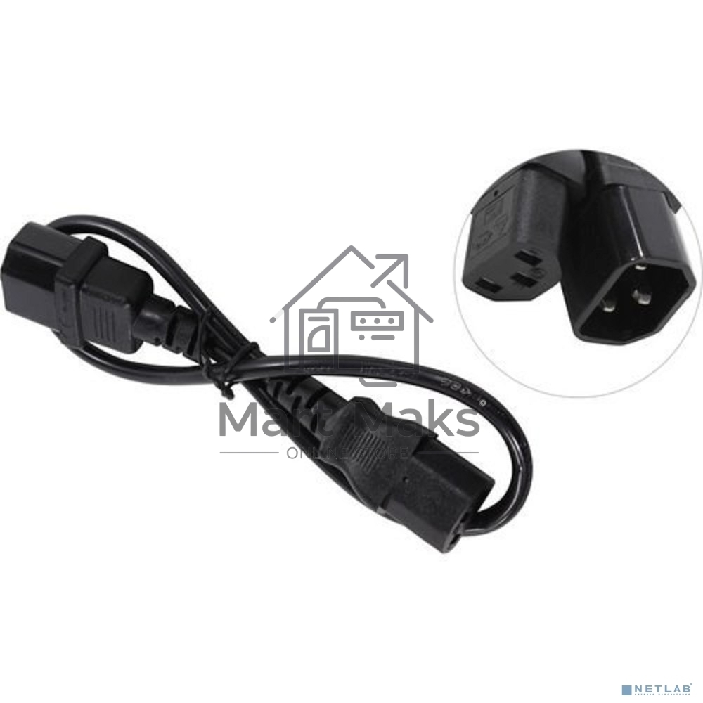 Кабель монитор-компьютер (UPS->уст-во) ExeGate Power EC-0,5P (С13->С14) VDE-250V-3*0.5-CU, 6A, 0.5м