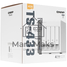 Сетевое хранилище SMB QNAP TS-433-4G NAS 4 HDD trays. ARM 4-core Cortex-A55 2.0GHz, ram 4 Gb (max), 1x1GbE, 1x2.5GbE, 2xUSB 2.0 port,1xUSB 3.2 Gen 1