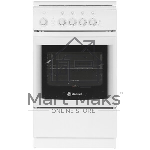 Плита газовая De Luxe 506040.04Г (КР) ЧР белый, конфорок 4 газовых, духовка 60 л, 50 см x 85 см x 60 см