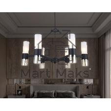 Люстра Ambrella light LH55104/6 BK/FR/TI черный/белый матовый/янтарь E14*6 max 40W D650*1080