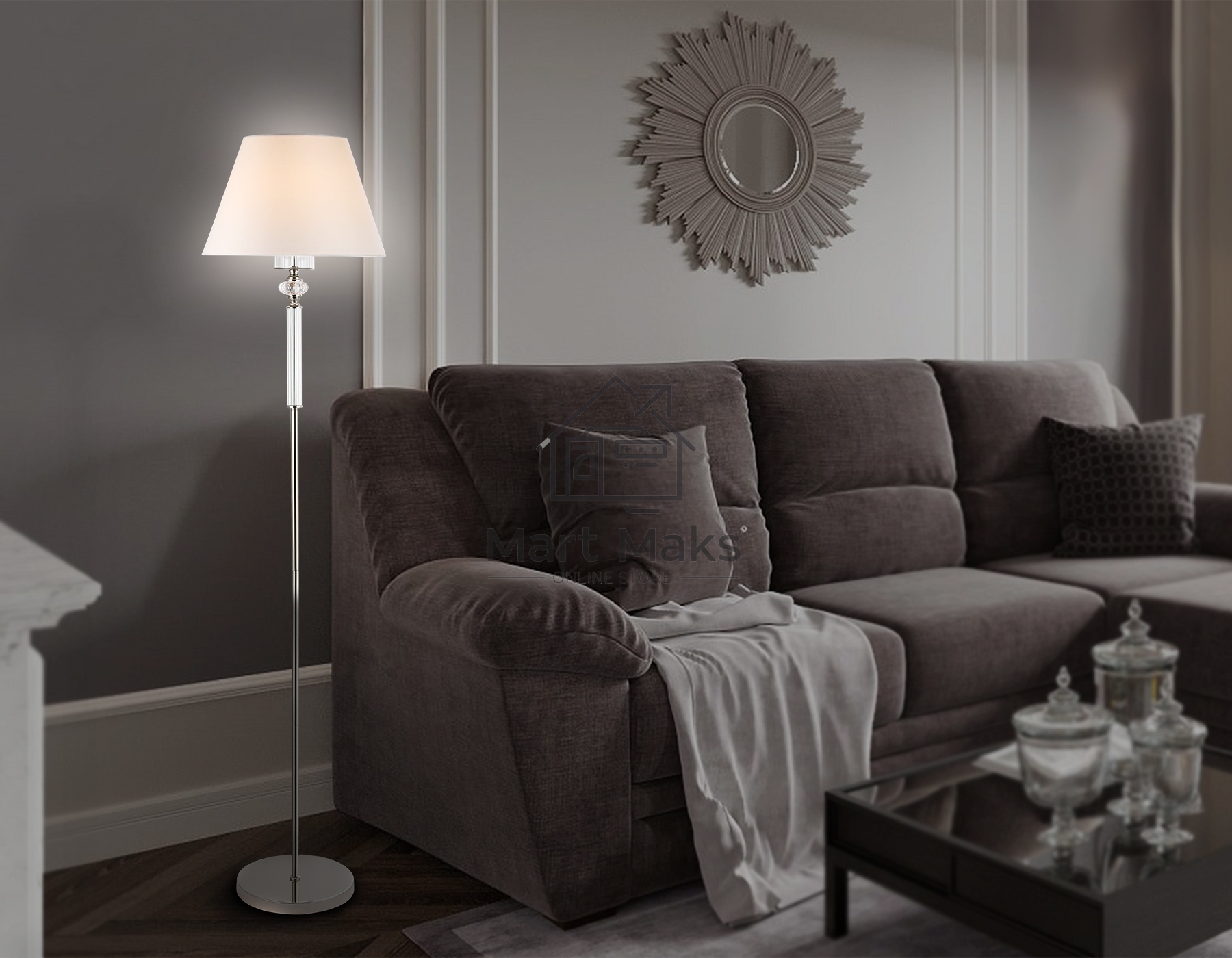 Светильник Ambrella light LH71008 BN/WH никель/белый E27 max 60W D360*1550