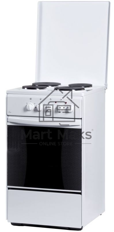 Плита электрическая FLAMA AE 1409 W белый, конфорок 4 электрических, духовка 50 л, 50 см x 85 см x 60 см
