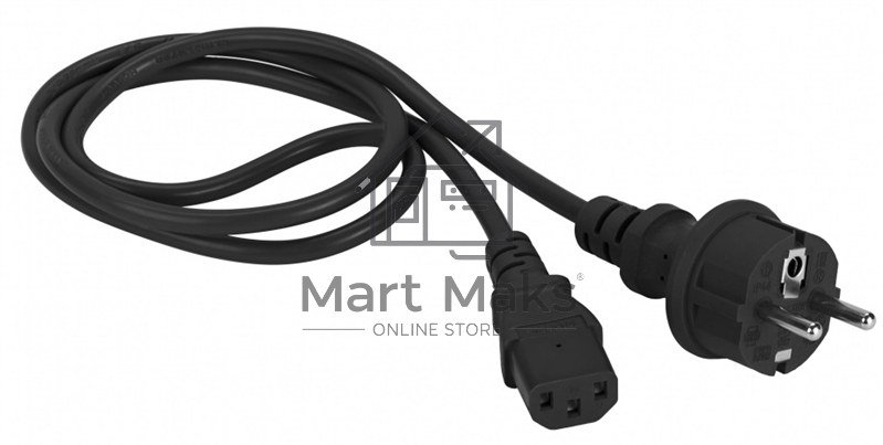 Шнур питания C13-Schuko прямая, 3х0.75, 220В, 10А, черный, 5 метров