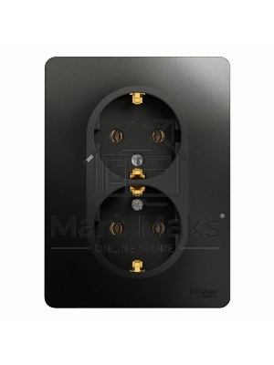 Розетка 2-м Glossa 16А с заземл. в сборе антрацит SchE GSL000724