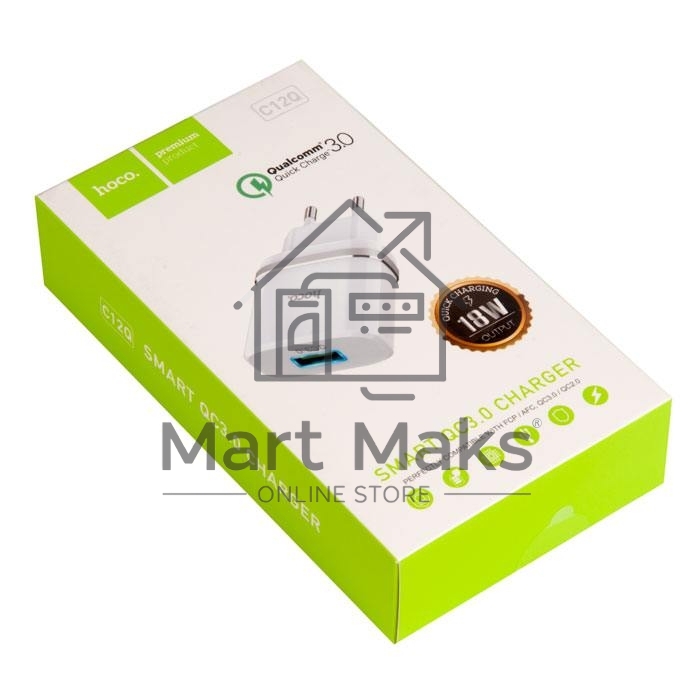 Сетевое ЗУ QC 3.0 HOCO HC-16262 C12Q 1 USB Выход: 5V_9V_12V, 18W белый