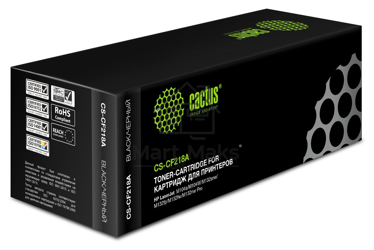 Картридж лазерный Cactus CS-CF218A черный (1400 стр.) для HP LJ M104/ M132