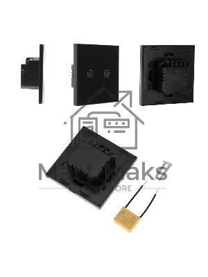 Умный Wi-Fi выключатель двухкнопочный черный SECURIC