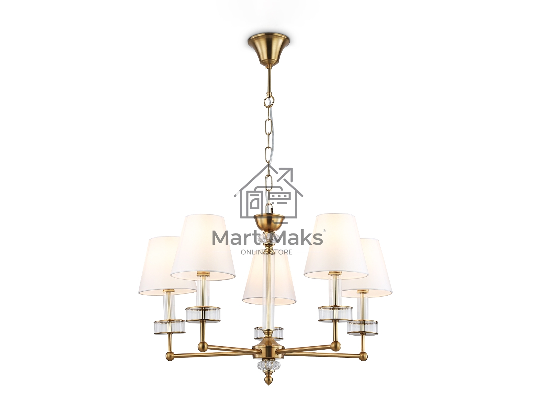 Люстра Ambrella light LH71021/5 BS/WH латунь/белый E14*5 max 40W D670*1130