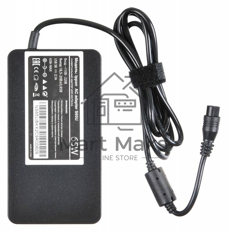 Блок питания Ippon S65U автоматический 65W 15V-19.5V 8-connectors 4.3A 1xUSB 2.1A от бытовой электросети LED индикатор