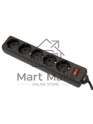 Сетевой фильтр Defender ES, 3.0 м, 5 розеток, черный