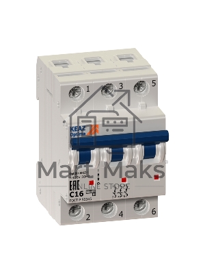 Выключатель автоматический модульный 3п C 16А 6кА OptiDin BM63-3C16-УХЛ3 КЭАЗ 260791
