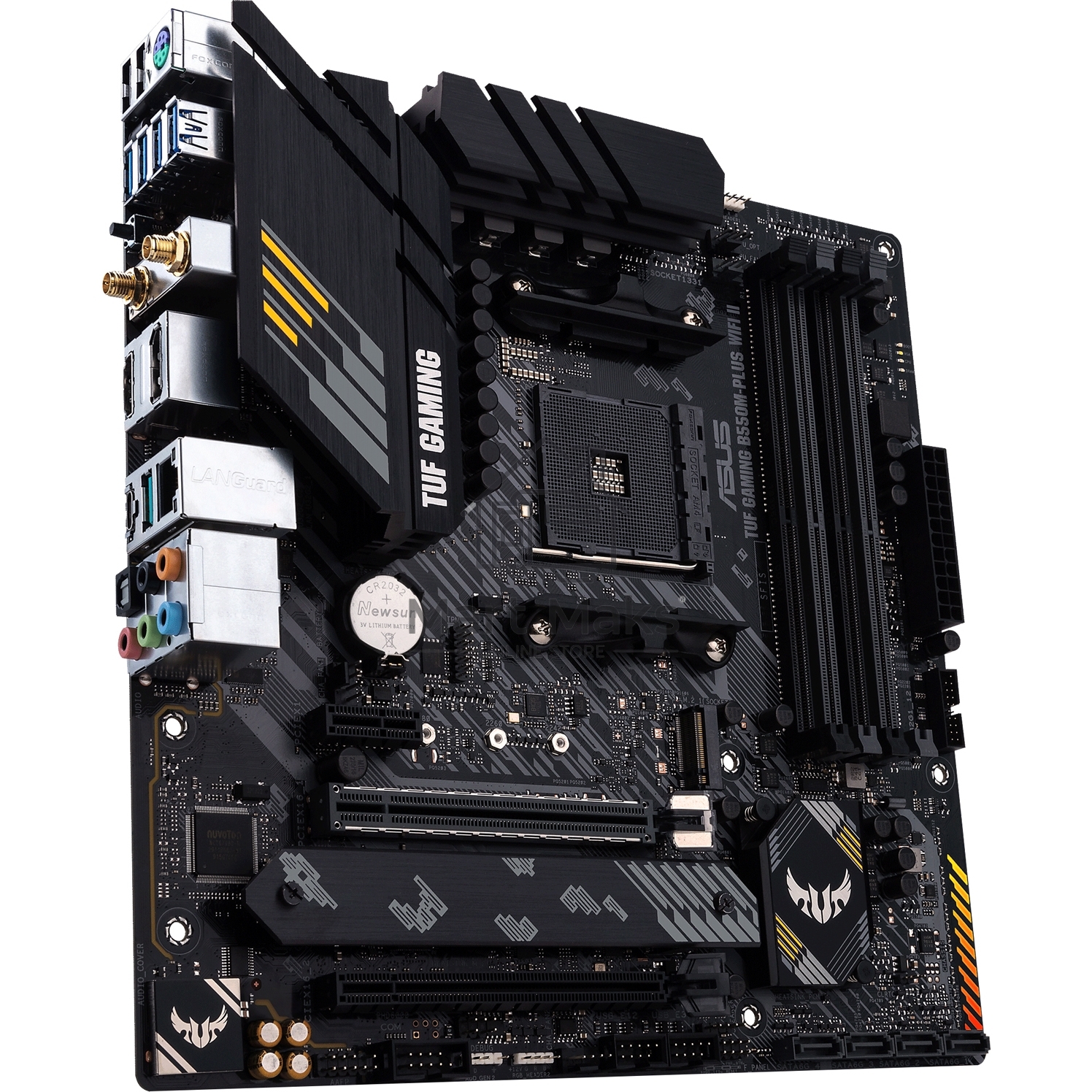 Материнская плата ASUS TUF GAMING B550M-PLUS WI-FI II, AM4, AMD B550, 4xDDR4, 4xSATA, 2xM.2, 1xPCIe 4.0 x16, 1xPCIe 3.0 x4, 1xPCIe x1, 1xDP, 1xHDMI, 1x 2.5Gb LAN, 1xUSB-C 3.2 Gen 2, 4xUSB-A 3.2 Gen 1, 2xUSB-A 2.0, 5x3.5 мм, TOSLINK, 7.1, mATX
