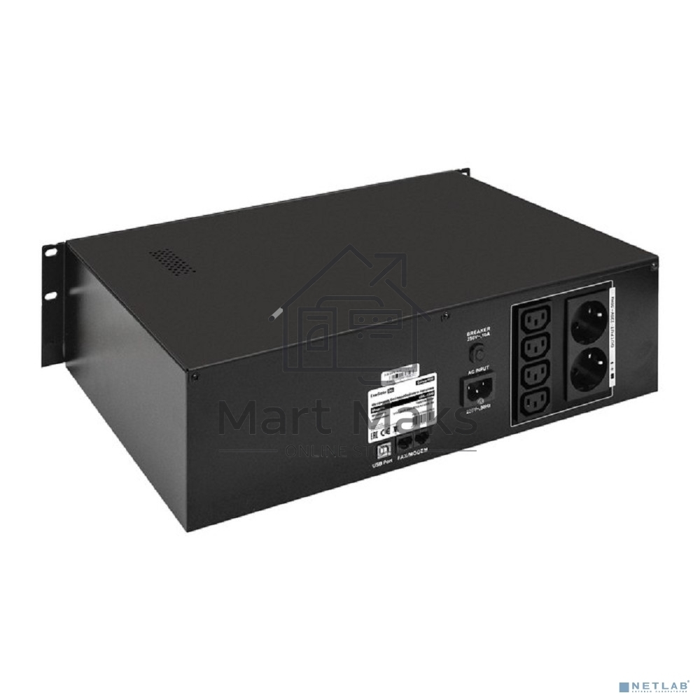 Источник бесперебойного питания ExeGate EX293056RUS ServerRM UNL-1500.LCD.AVR.2SH.4C13.RJ.USB.3U <1500VA/900W, LCD, AVR, 2*Schuko+4*C13, RJ45/11, USB, 3U, установка в стойку, Black>