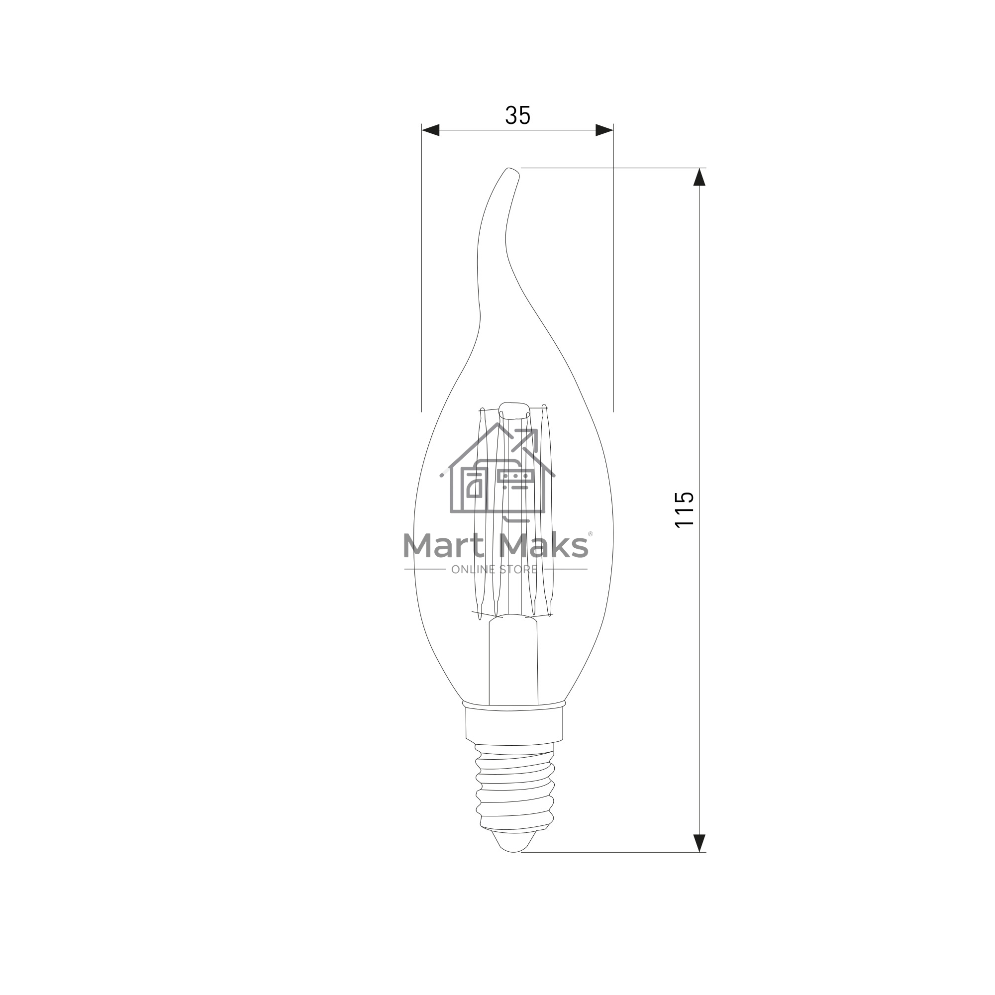 BLE1416 / Светодиодная лампа Свеча на ветру 7W 3300K E14 (CW35 прозрачный)
