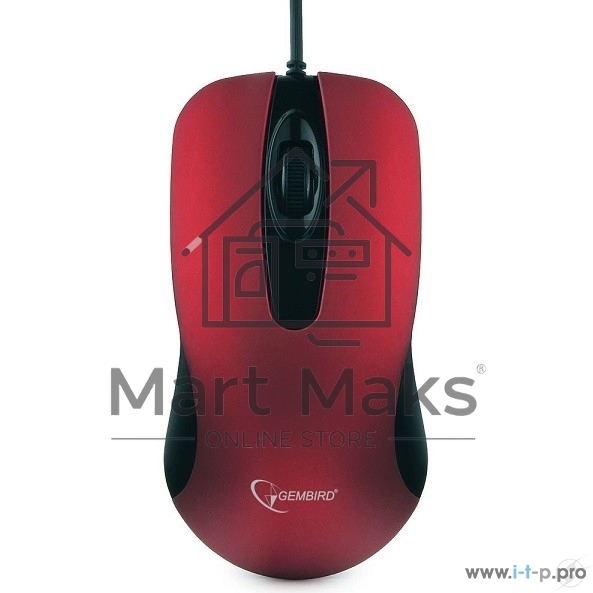 Мышь проводная Gembird MOP-400-R красный, 1000 dpi, USB, кнопки - 3