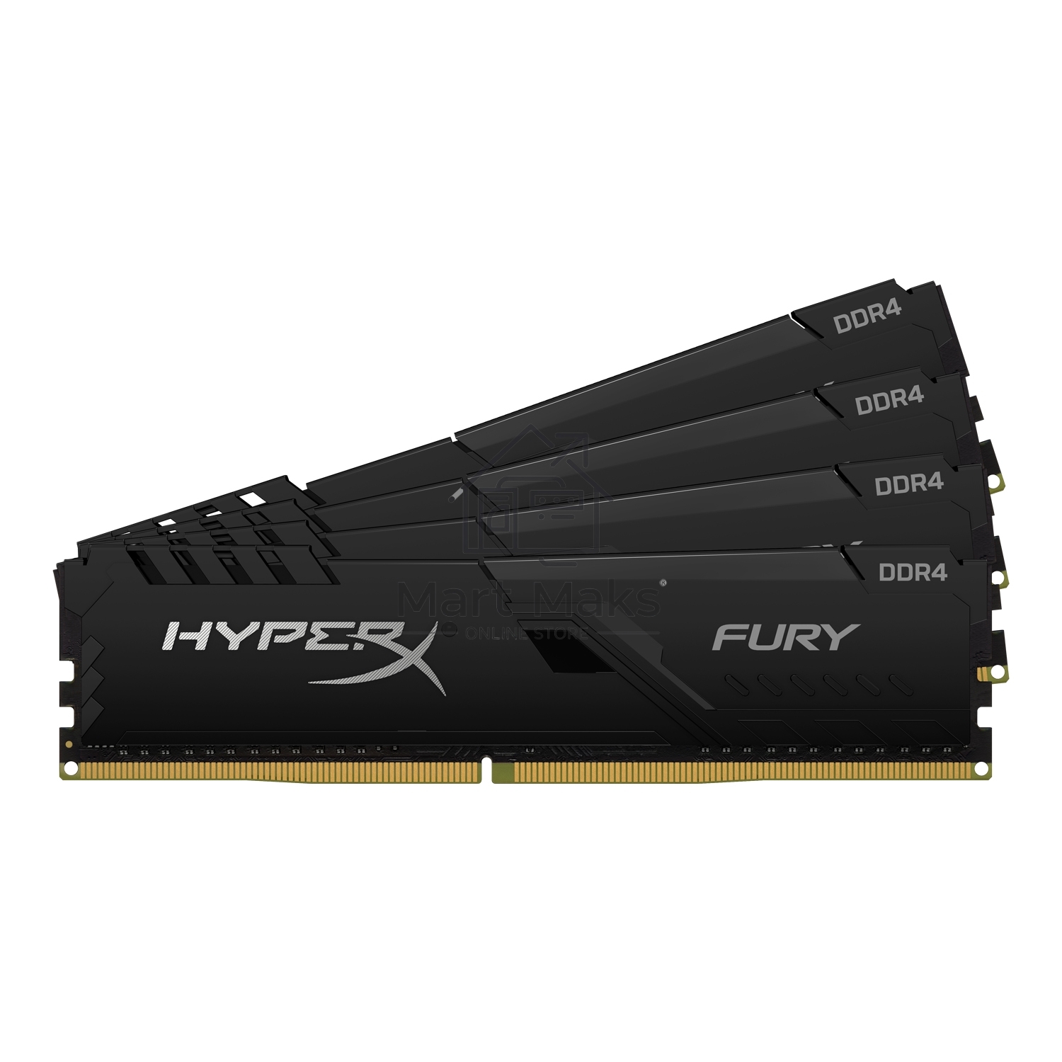 Оперативная память Kingston HyperX Fury, DDR4, 16GB (4x4GB), 3200MHz, CL16, DIMM, с радиатором