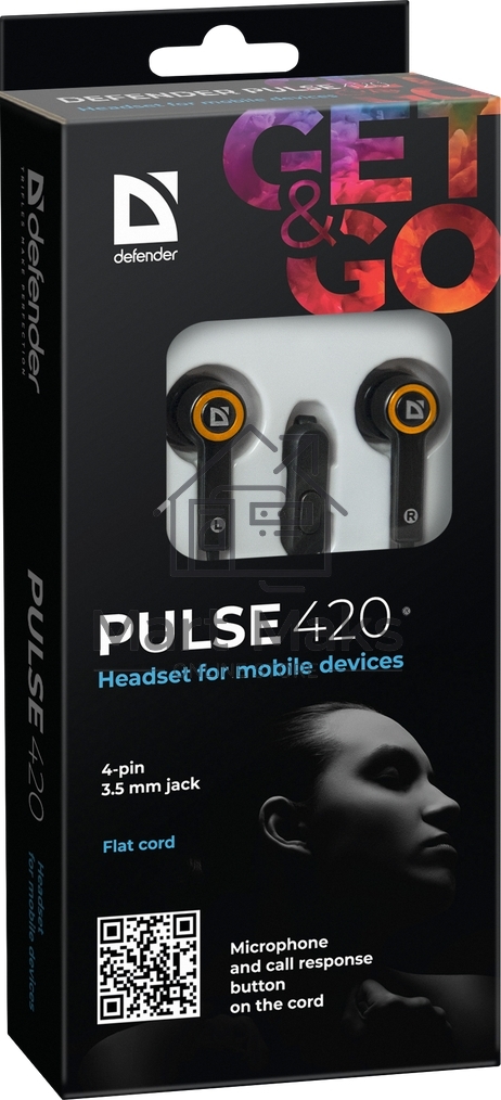 Наушники Defender Pulse 420 черный/оранжевый