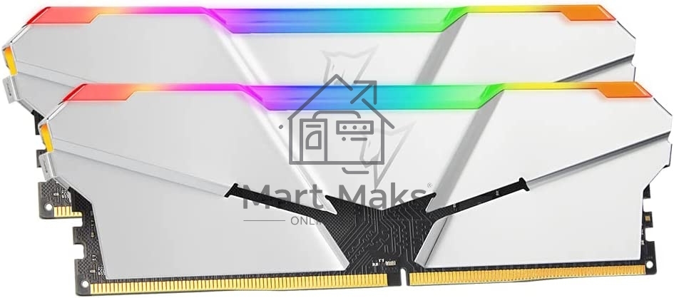 Оперативная память NETAC Shadow, DDR4, 16Gb (2x8Gb), 3200MHz, CL14, DIMM, с радиаторами, RGb, серебристый