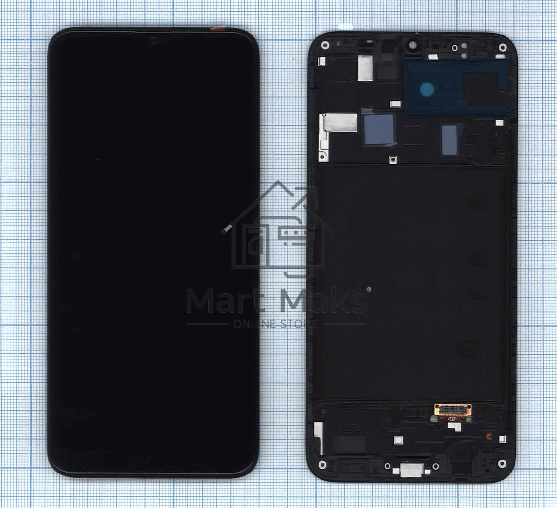 Дисплей для Samsung Galaxy A20 SM-A205F в сборе с тачскрином и рамкой (TFT) черный