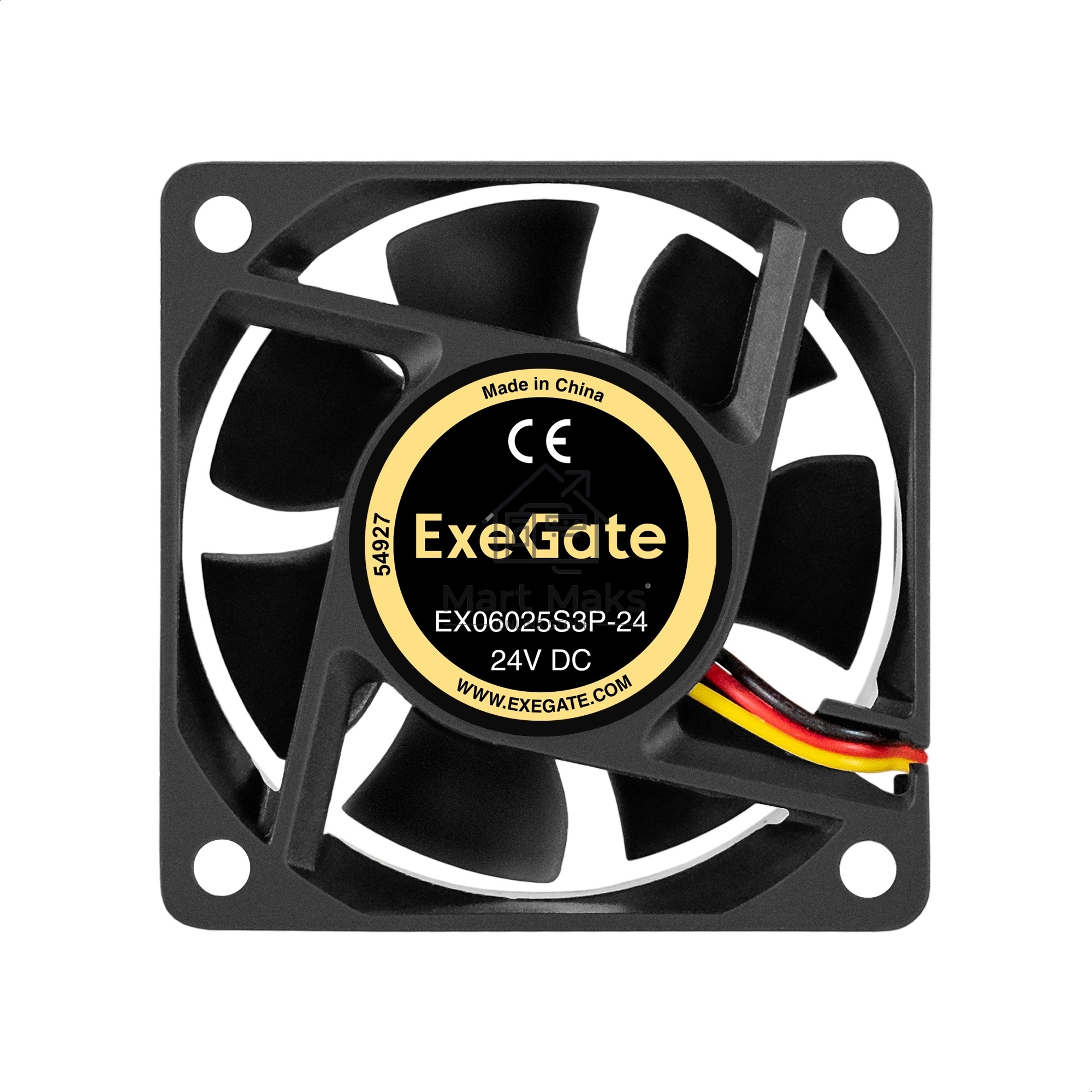 Вентилятор для корпуса ExeGate EX06025S3P-24 черный, 60 мм, 5000 об/мин, 34.5 дБ, 3 pin