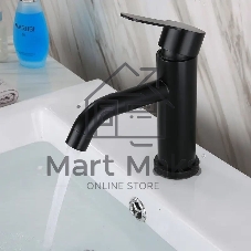 Раковина накладная со смесителем ( BAU Element D41, мрамор + смеситель Dream Black, черный)