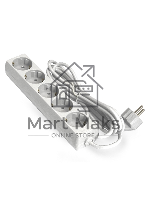 Удлинитель ExeGate ECE-5-5W (EX285827RUS), белый, 5 м, евровилка с заземлением, 5 евророзеток с заземлением, 2200 Вт