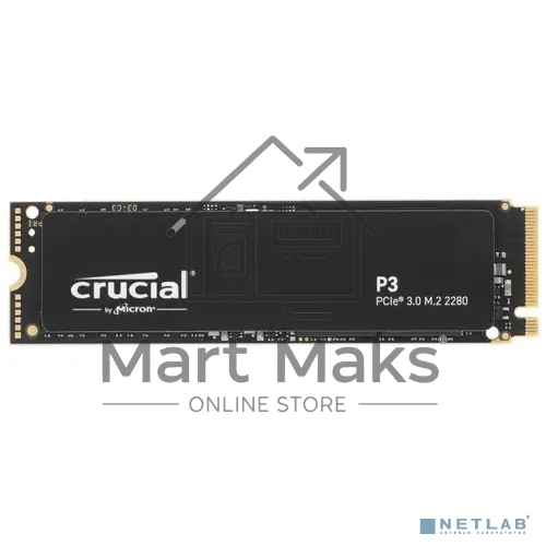 Накопитель SSD Crucial P3, 2Tb, M.2 2280, PCIe 3.0 x4, NVMe, R/W 3500/3000
