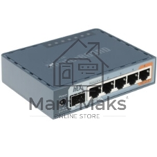 Маршрутизатор PoE MikroTik RB760iGS2 ядра (880 МГц), 5х 1G RJ45, SFP, USB, MicroSD, раздача PoE (HEX S)