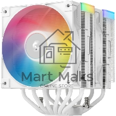 Кулер для процессора DEEPCOOL AG620 WH ARGb V2 LGA20XX/1700/1200/115X/AM5/AM4 (9шт/кор, TDP 260W, PWM, ARGb DUAL Fan 120мм, 6 тепл. трубок, белый) RET