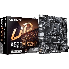 Материнская плата GIGABYTE A520M S2HP, AM4, AMD A520, 2xDDR4, 4xSATA, 1xM.2, 1xPCIe 3.0 x16, DisplayPort, HDMI, D-Sub, 1x1Gb LAN, 3x3.5 мм, 7.1, microATX