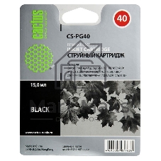 Картридж струйный Cactus CS-PG40 черный (18 мл) для Canon Pixma MP150/MP160/MP170/MP180/MP210/MP220/MP450/MP460/MP470/iP1200/iP1300/iP1600/iP1700/iP1800/iP190