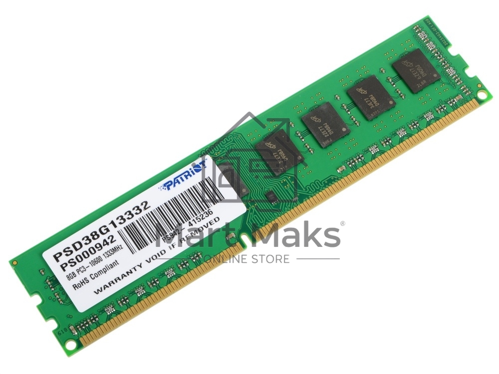 Оперативная память Patriot, DDR3, 8GB (1x8 GB), 1333 MHz, CL9, DIMM