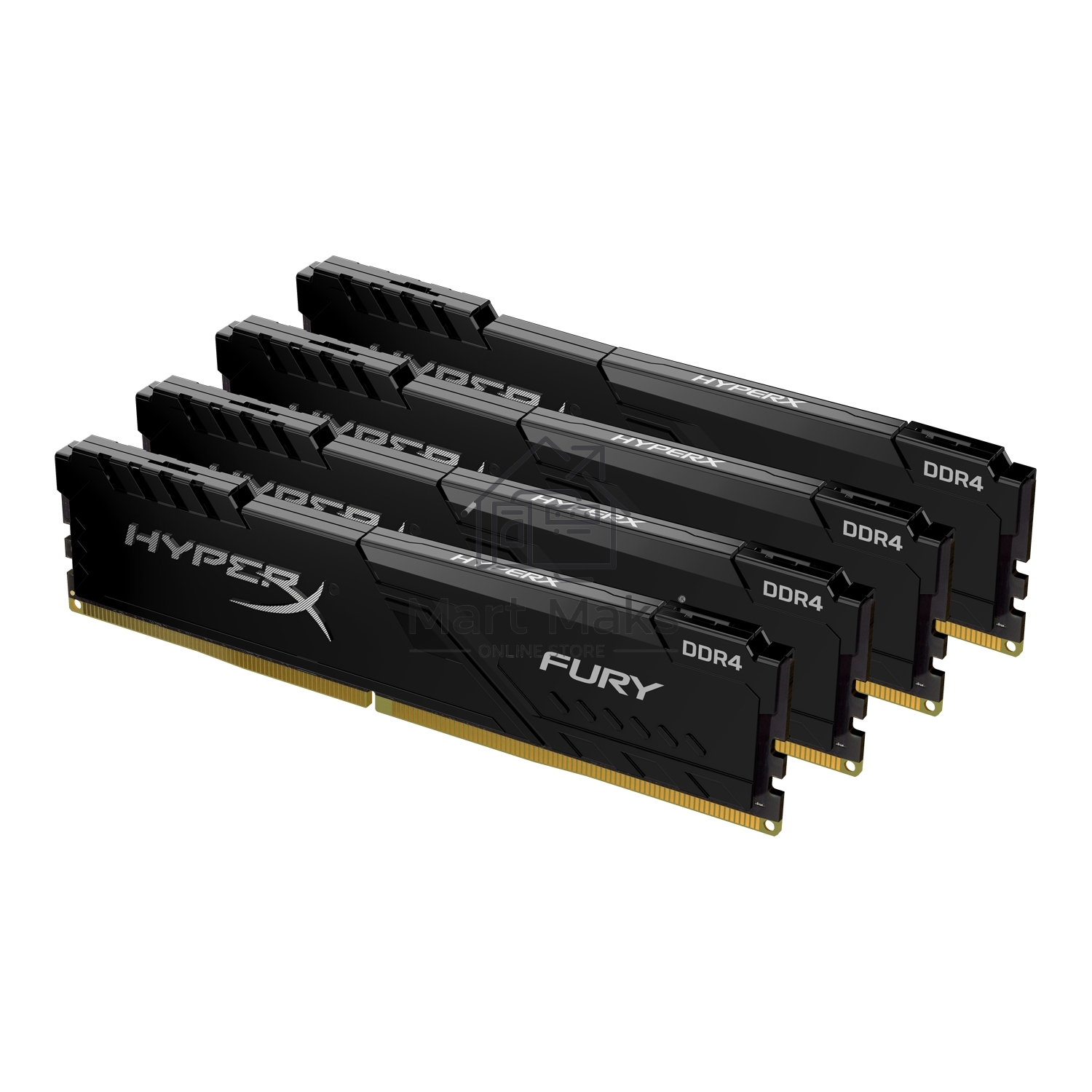 Оперативная память Kingston HyperX Fury, DDR4, 16GB (4x4GB), 3200MHz, CL16, DIMM, с радиатором