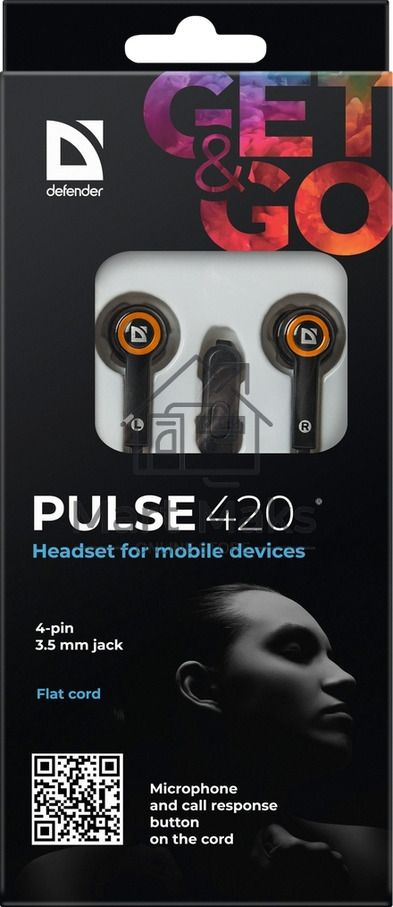 Наушники Defender Pulse 420 черный/оранжевый