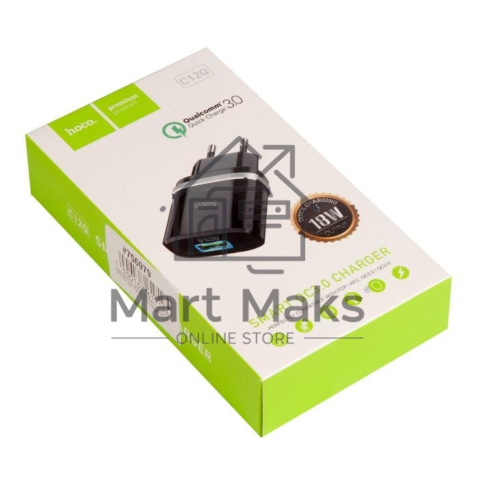 Сетевое ЗУ QC 3.0 HOCO HC-16255 C12Q 1 USB Выход: 5V_9V_12V, 18W черный