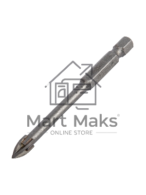 Сверло по керамической плитке Denzel 6 мм, крестовая пластина, 6-гр. хвостовик