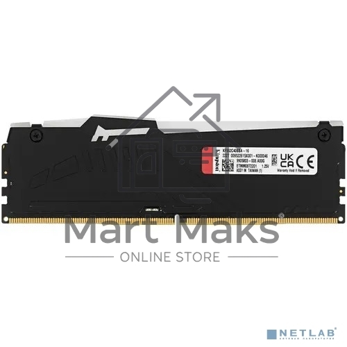 Оперативная память Kingston Fury Beast, DDR5, 16GB (1x16GB), 5200MHz, CL40, DIMM, с радиаторами, RGB, черный