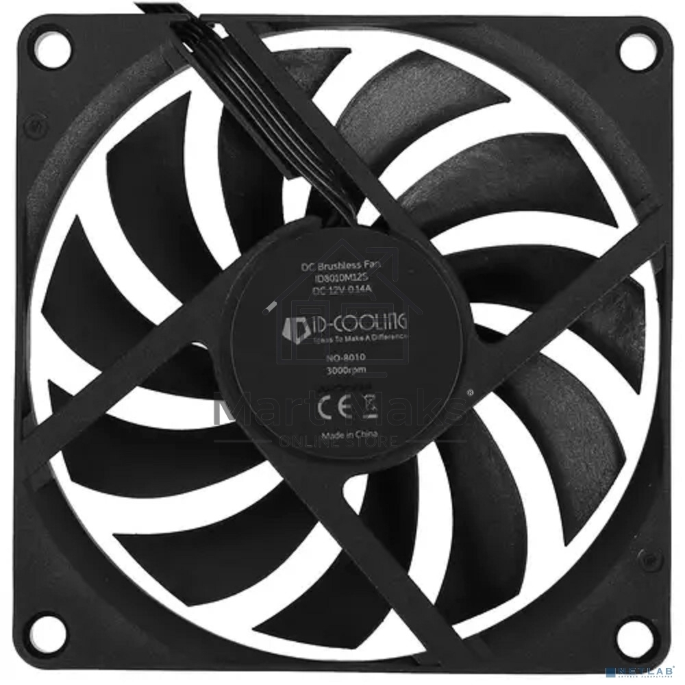 Вентилятор для корпуса ID-COOLING NO-8010-PWM черный 80мм 3000rpm 27.8db 4-pin