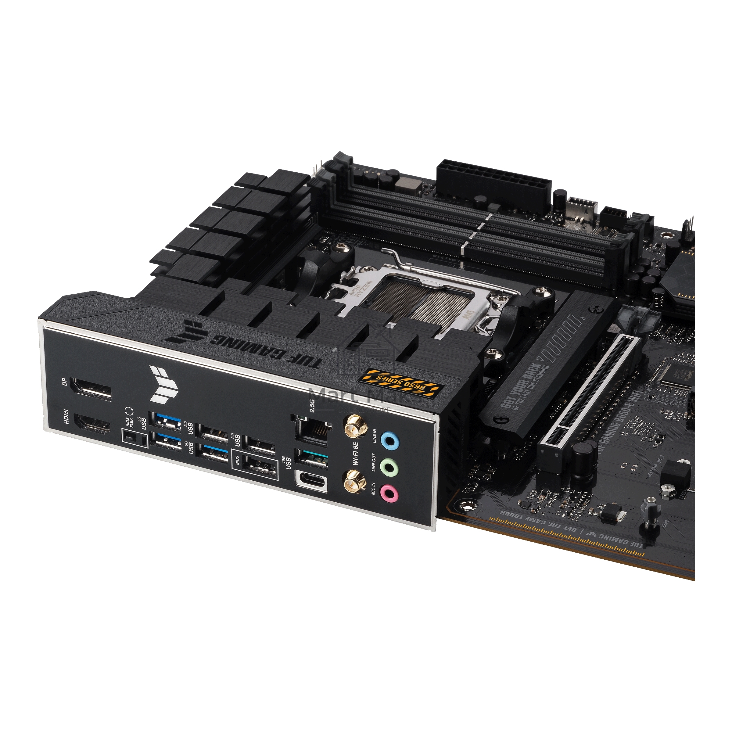 Материнская плата ASUS TUF GAMING B650-E WIFI, AM5, AMD B650, 4xDDR5, 4xSATA, 2xM.2, 1xPCI-E 4.0 x16, 2xPCI-E x1, 2xDP, 1xHDMI, 1x 2.5Gb LAN, 1xUSB-A 3.2 Gen 2, 2xUSB-A 3.2 Gen 1, 4xUSB-A 2.0, 1xUSB-C 3.2 Gen 2, 3x3.5 мм, 7.1, ATX