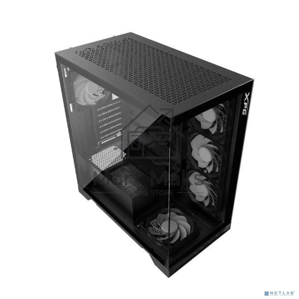 Компьютерный корпус XPG INVADER X BLACK (INVADERXMT-BKCWW) Mid-Tower Gaming ATX PC Case with Panoramic View, Tempered Glass Panels, and RGB Lighting Black
