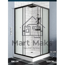 Душевой уголок BAU Stil Hit Black с поддоном 100x100х195, рифленое закаленное стекло, черный профиль