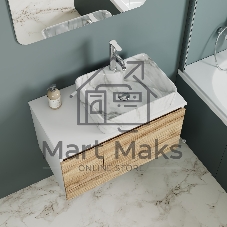 Комплект: тумба Bau Dream Blackwood 80, раковина прямоугольная BAU Cerama 48х37, мрамор, смеситель Hotel Dream, нерж сталь, выпуск клик клак хром
