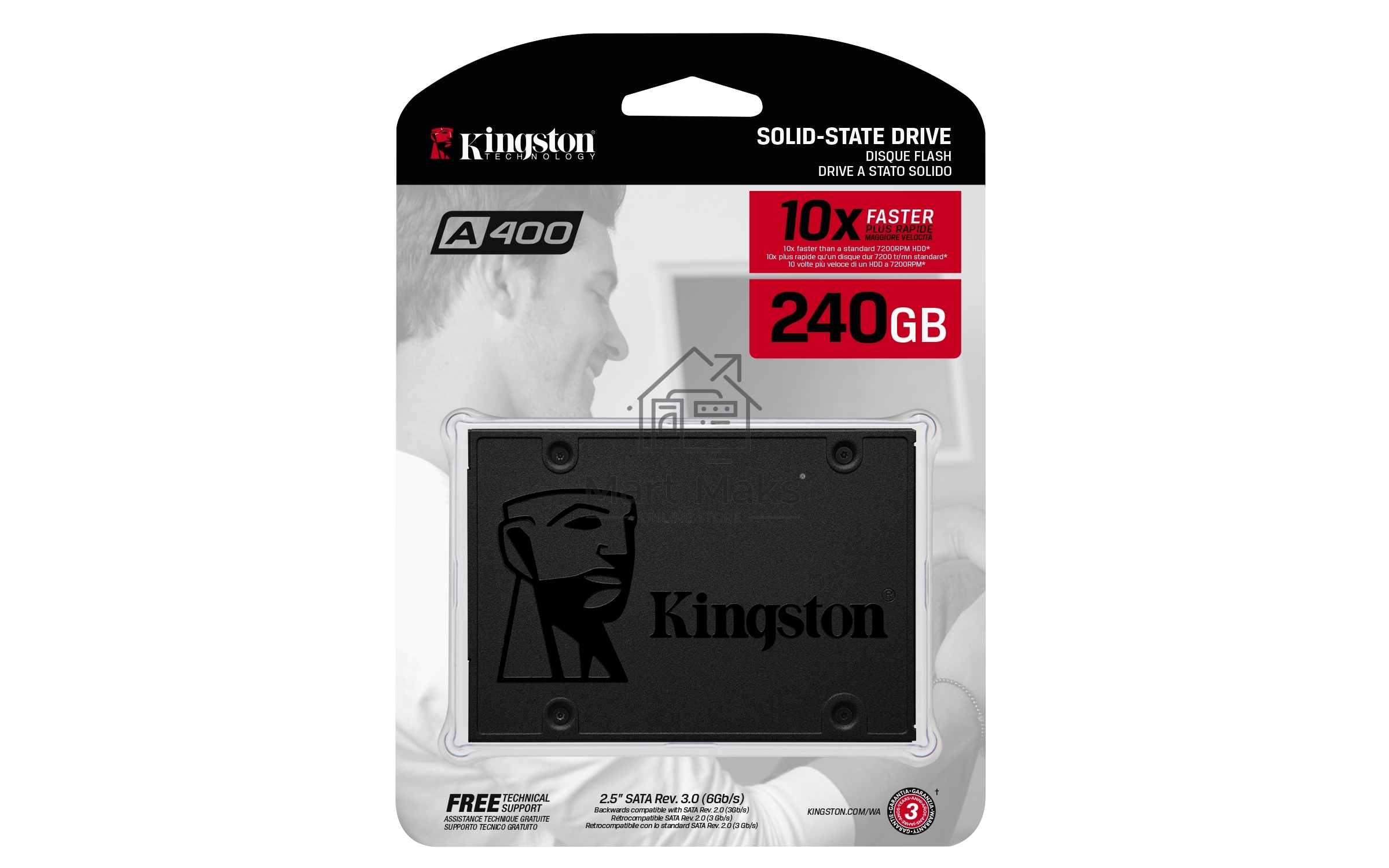 Накопитель SSD Kingston A400, 240GB, SATA III, 2.5