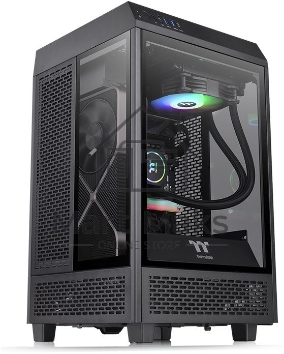 Компьютерный корпус Thermaltake The Tower 100 черный без БП ATX 2x120mm 2xUSB3.0 1xUSB3.1 audio bott PSU