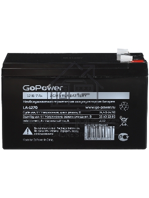 Аккумулятор свинцово-кислотный GoPower LA-1272 12V 7.2Ah